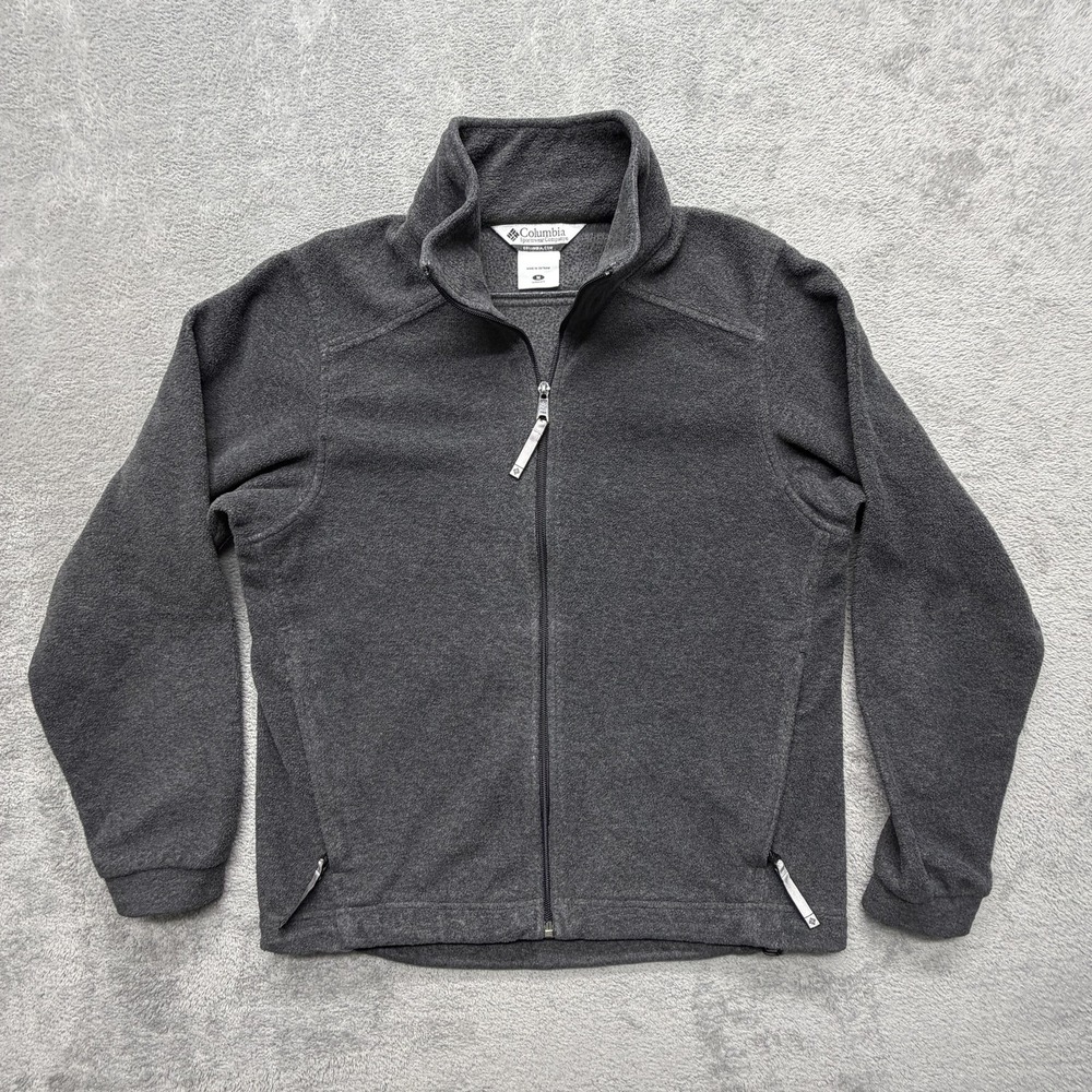 Columbia Fleece Jacket Womens Medium Gray Full Zip Pockets Outdoor Warm